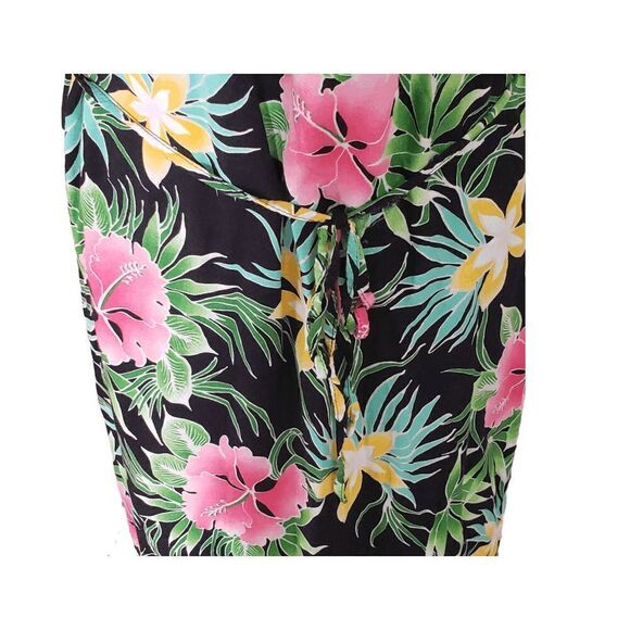 DNLA Sport Black Floral Tropical Print Vent Scoop Neck Sleeveless dress Size M - Picture 5 of 9